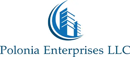 A blue and white logo of a company.